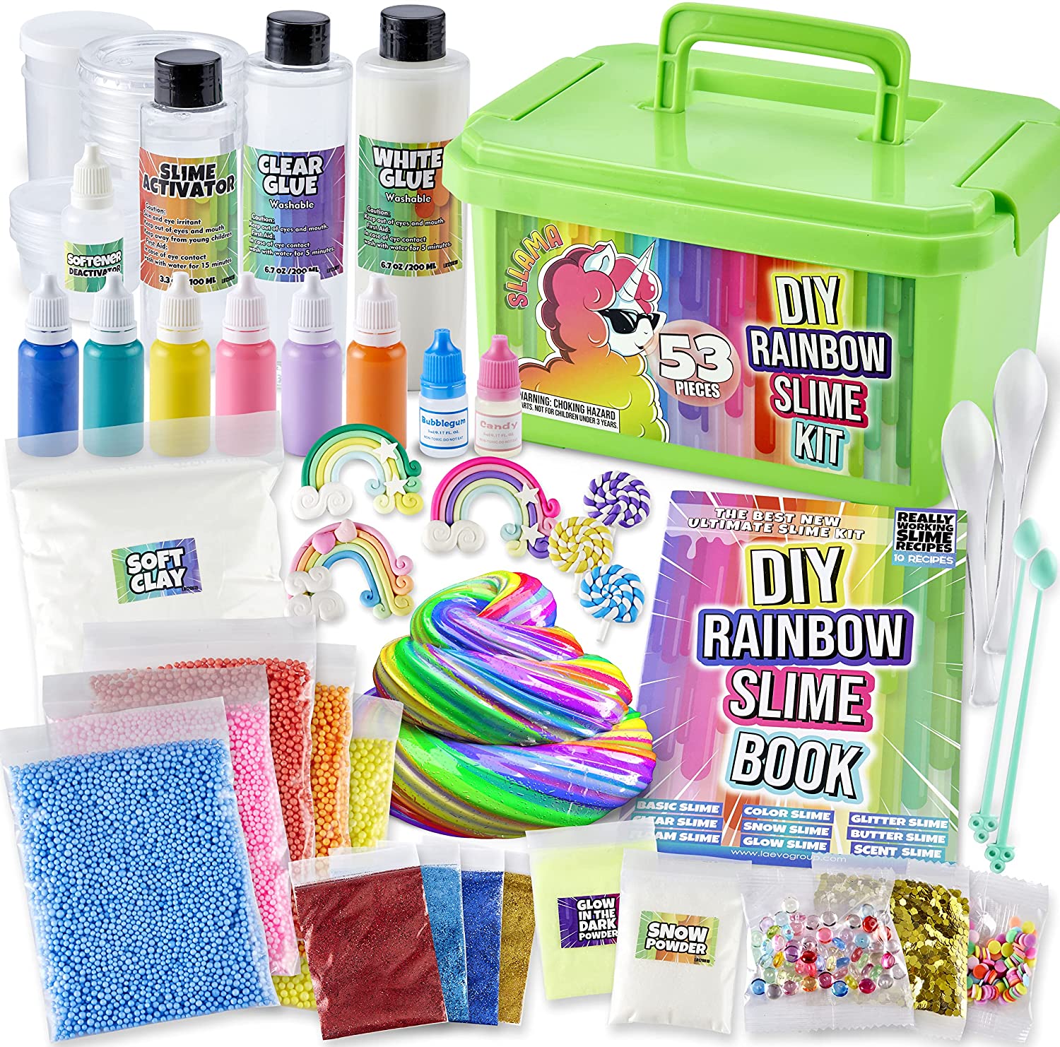 Laevo Rainbow Slime Kit for Girls and Boys -DIY Slime Making Kit
